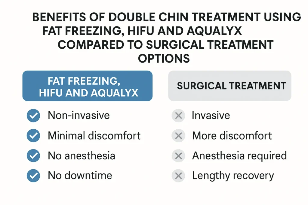 Graphic about the benefits of double chin treatment Weymouth - from LA LIPO