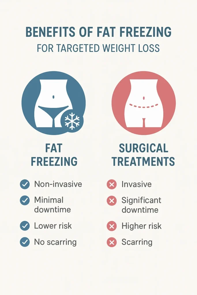 graphic showing the benefits of fat freezing Weymouth