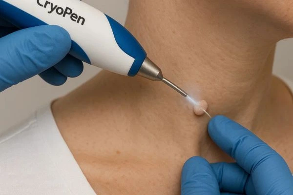 Person receiving Cryotherapy skin tag removal Weymouth